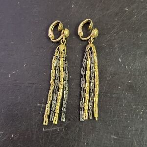 Dangle And Drop Chain Clip On Earrings